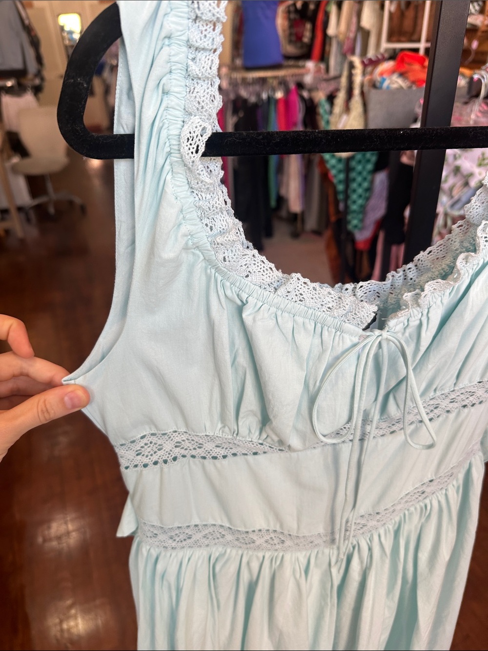 MABLE Mint Lace-Trim Summer MIDI Dress - Picture 4 of 5